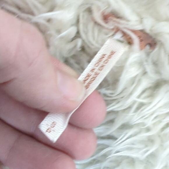 Free People Sherpa Shearling Denim Jacket Coat Size Small 70s Retro Selena - Picture 11 of 12